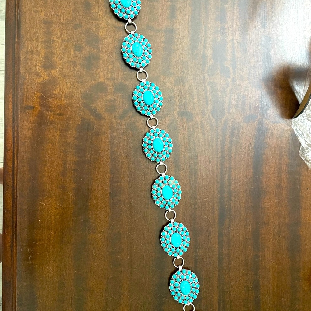 Metal turquoise belt